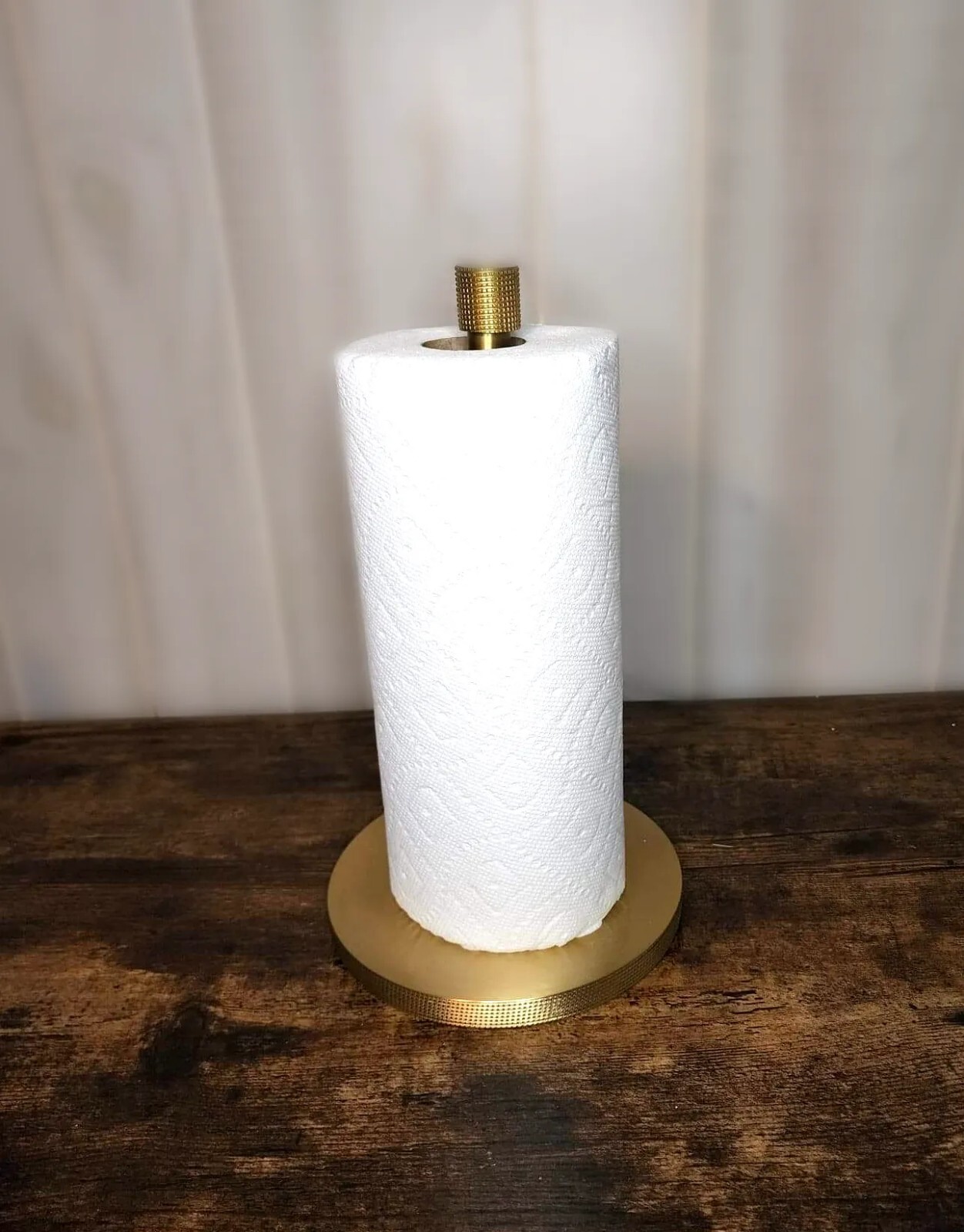Brushed Gold Brass Paper Towel Holder Stand for Kitchen Countertop & Dining Room