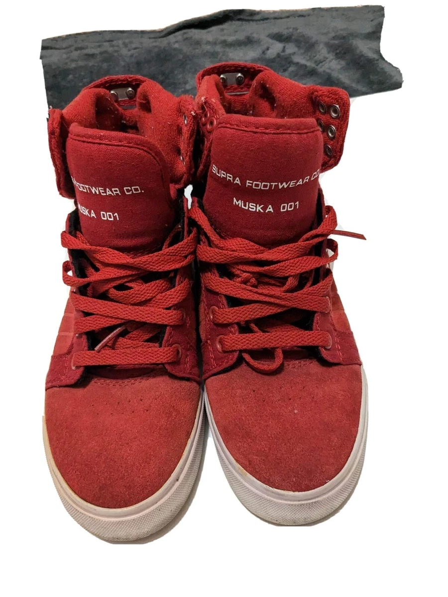 Gå ned Troende kobber SUPRA Footwear MUSKA 001 Red High Top Shoes Sneakers Men's Size 5.5 Mens |  eBay