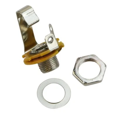 1x Mono Input Jack Socket 6.35mm 1/4" Silver Electric Guitar Bass Audio Part uk