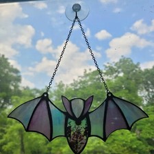Halloween Bat Window Hanging Suncatcher Reflective Colorful Stained Bat Window