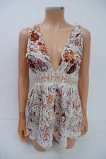 Zimmermann Womens Embroidered Blouse Top Size 0 Uk 6 Floral Pink V Neck