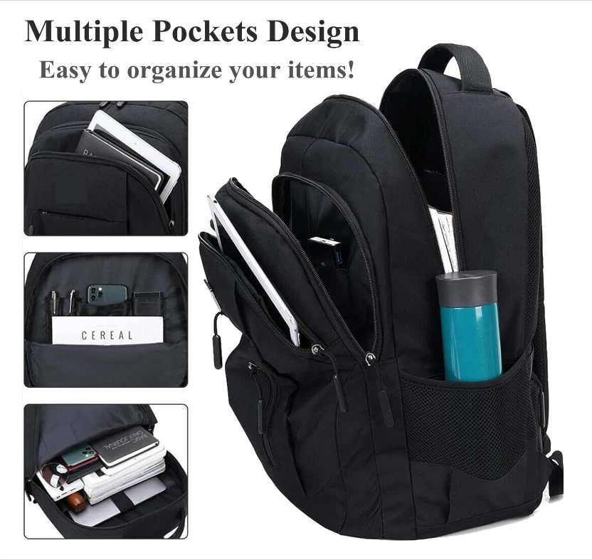 New Fashion Men Oxford School Backpack Laptop Student Travel Bag Black