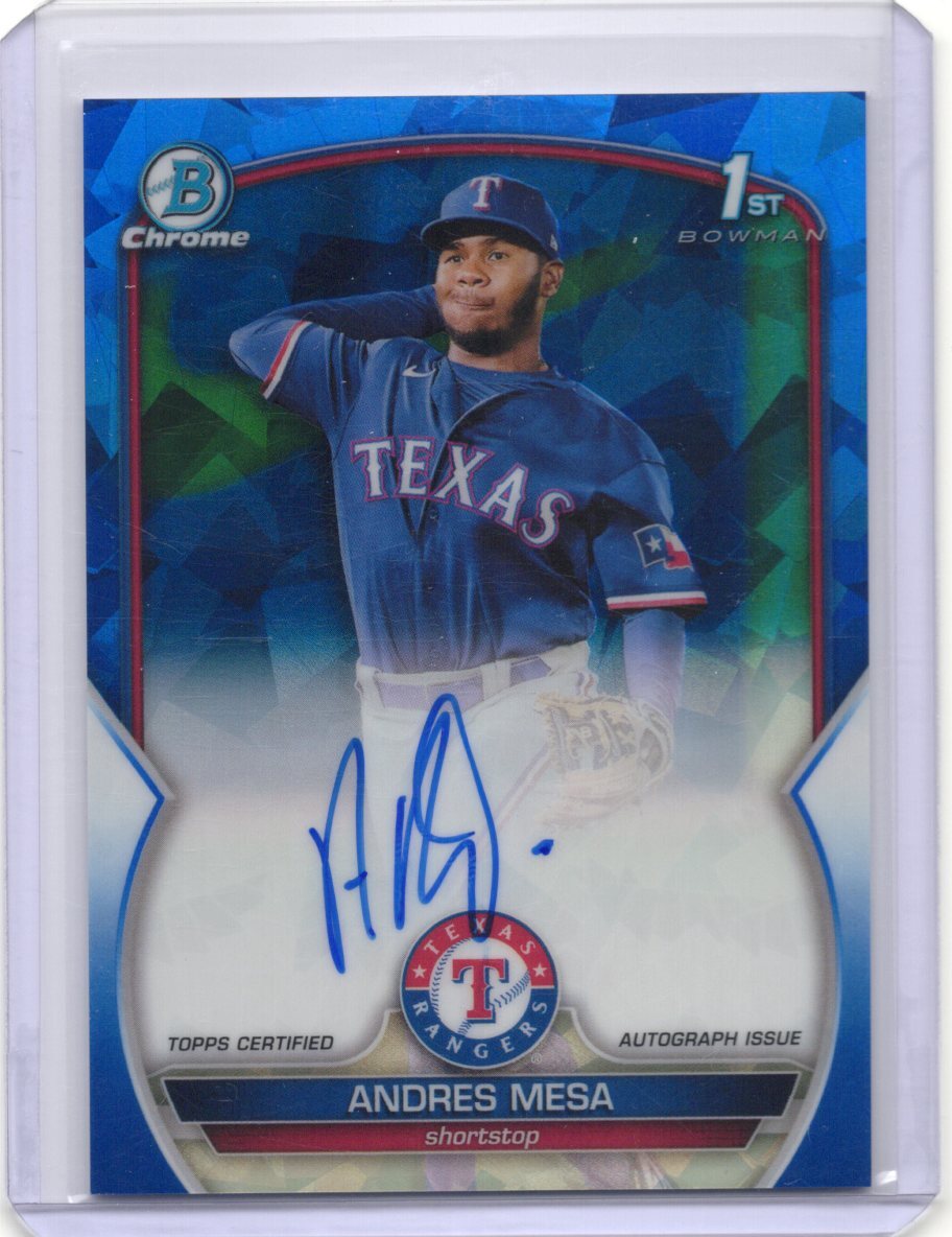 2023 Bowman Chrome Sapphire #BSPA-AM Andres Mesa Rangers Autograph