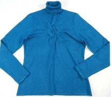 Women's sweater RED size LARGE long sleeve quality knit blue turtleneck km36
