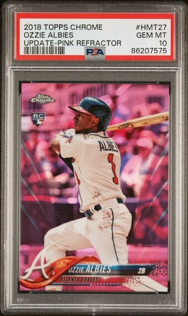 2018 Topps Chrome Update #HMT27 Ozzie Albies RC PSA 10 Pink Refractor Rookie