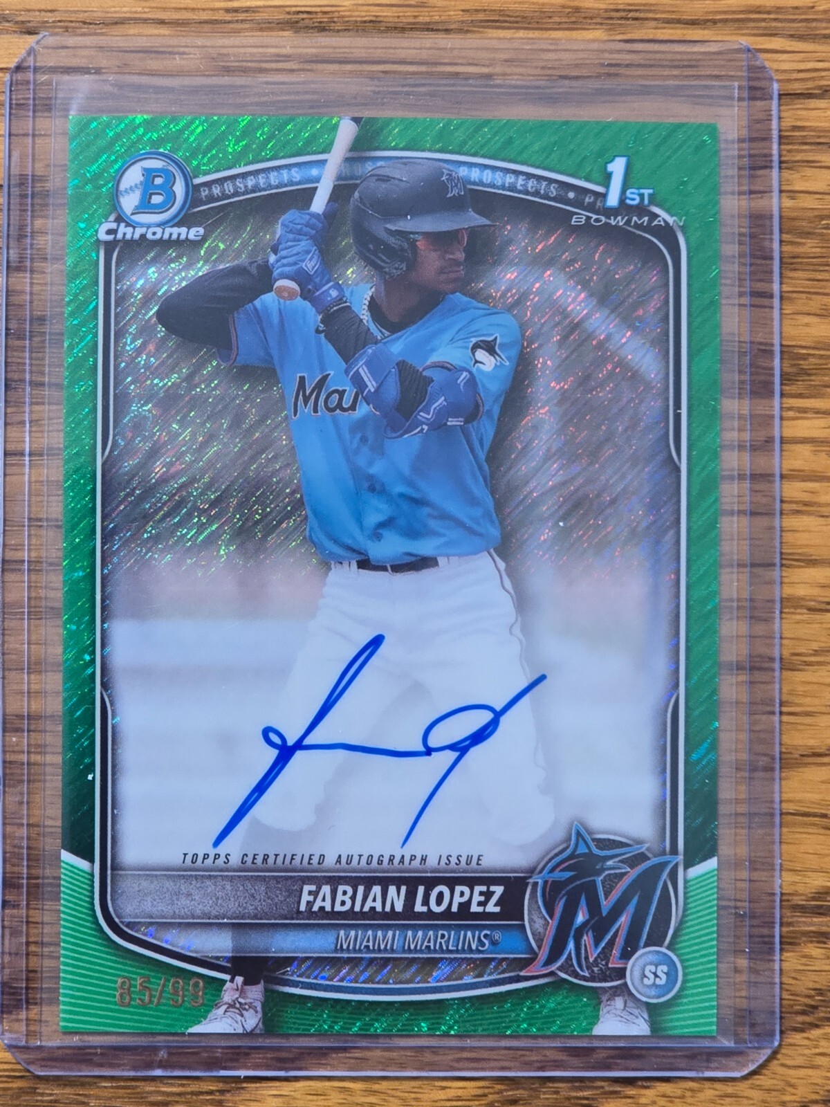 2025 Bowman Chrome Prospect Autograph Fabian Lopez #CPA-FL Green Shimmer 85/99