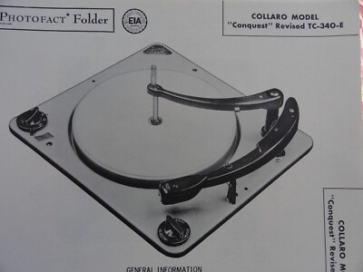 Original Sams Photofact Manual COLLARO TC-340-E (408)