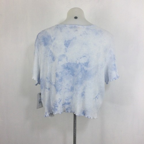 Billabong Breeze by Top Short Sleeve Ruffle Hem Jersey Knit Tie Dye Crop Top L - Picture 3 of 8