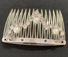 Vintage Tiara Rhinestone And Pearl Hair Comb