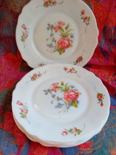 6 Assiettes à Dessert Arcopal Décor Ronsard - Motif Floral Vintage, En Verre, Excellent état