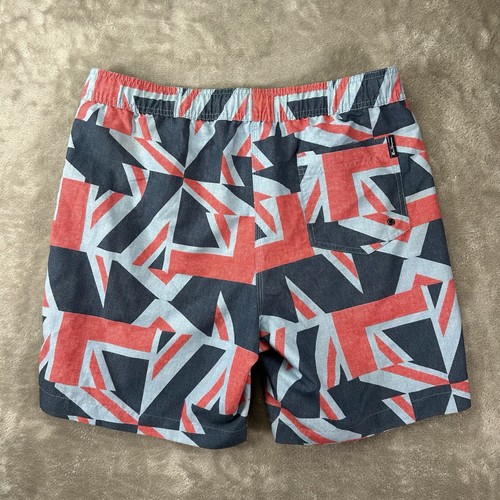 Ben Sherman Men's L Swim Shorts Blue Red Geometric Print Unlined Board Shorts - Picture 5 of 5