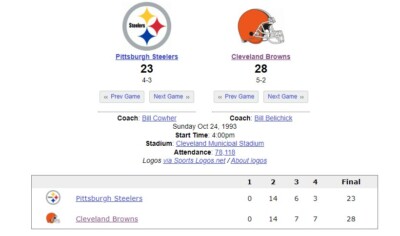 Cleveland Browns Steelers Game Broadcast Radio 1993 Pittsburgh