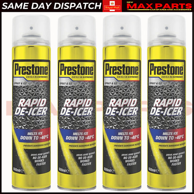 4x Prestone Aerosol Rapid Enteiser 600ml - schnell wirkendes Eisentfernungsspray