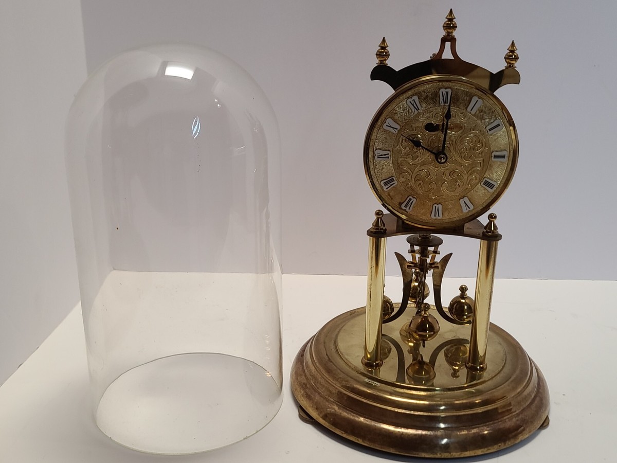 Vintage SETH THOMAS Brass Glass Dome 400 Day Anniversary Shelf
