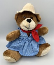 Vintage 1987 Dakin Fun Farm Western Cowgirl Teddy Bear Plush