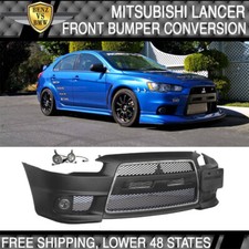 Fits 08-15 Lancer Gt Evo Front Bumper Conversion Chrome Grille Fog Cover Pp