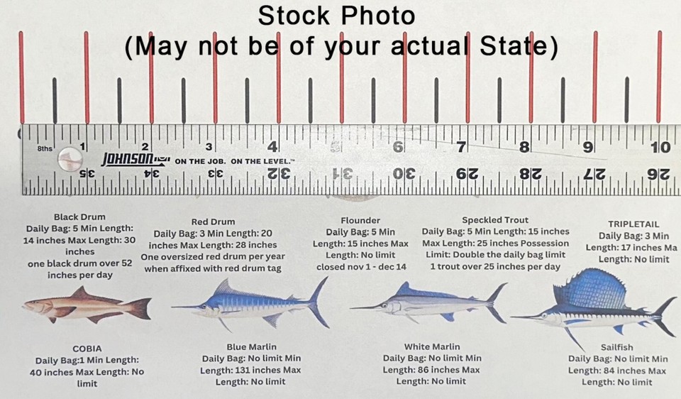TEXAS FRESHWATER REGULATIONS 36 INCH FISH ID/REGULATIONS RULER DECAL | eBay