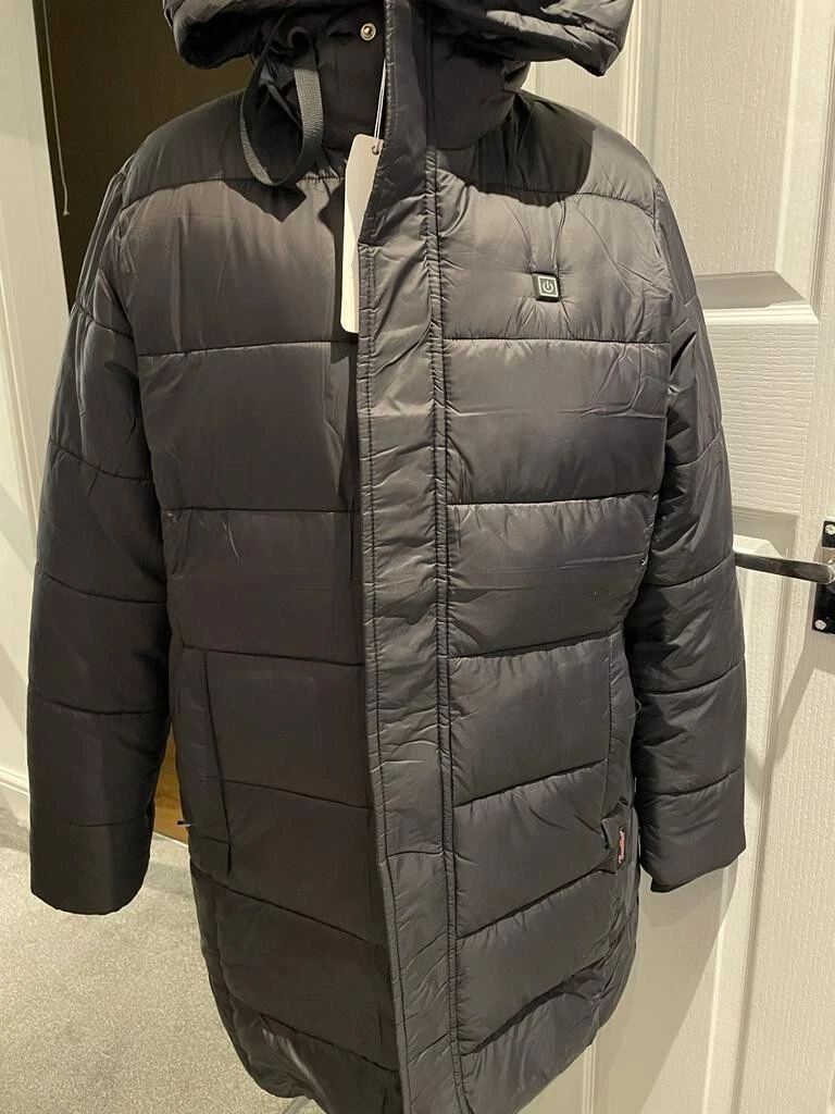 Thermo Fusion Mens Heated Black Jacket with Hood Size XL BNWT , UK Seller