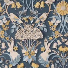 Fine Decor Dimensions Woodland Animals Floral 3D Effect Navy Wallpaper FD42950