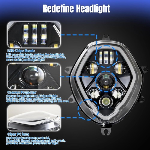 LED Headlight w/ Yellow Fog Light For Suzuki V-strom 650 1000 DL650 DL1000 17-20 - Picture 6 of 9