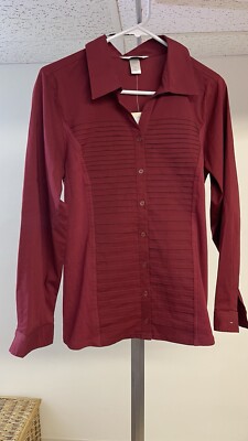 NWT Christopher & Banks Women Red Top Blouse Long Sleeve Size Medium New