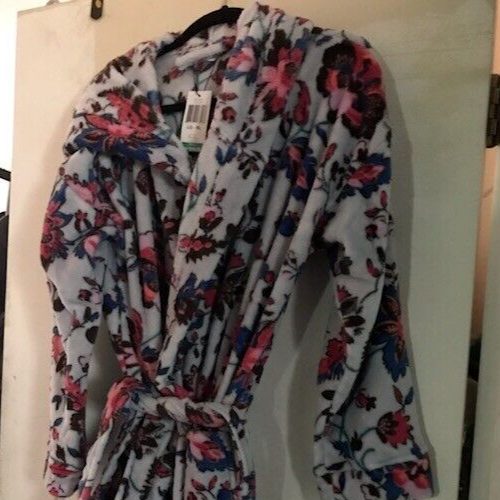 Vera Bradley Plush Fleece Floral Belted Robe 2 pocket-hooded design Large/XL NIB - Foto 4 di 7