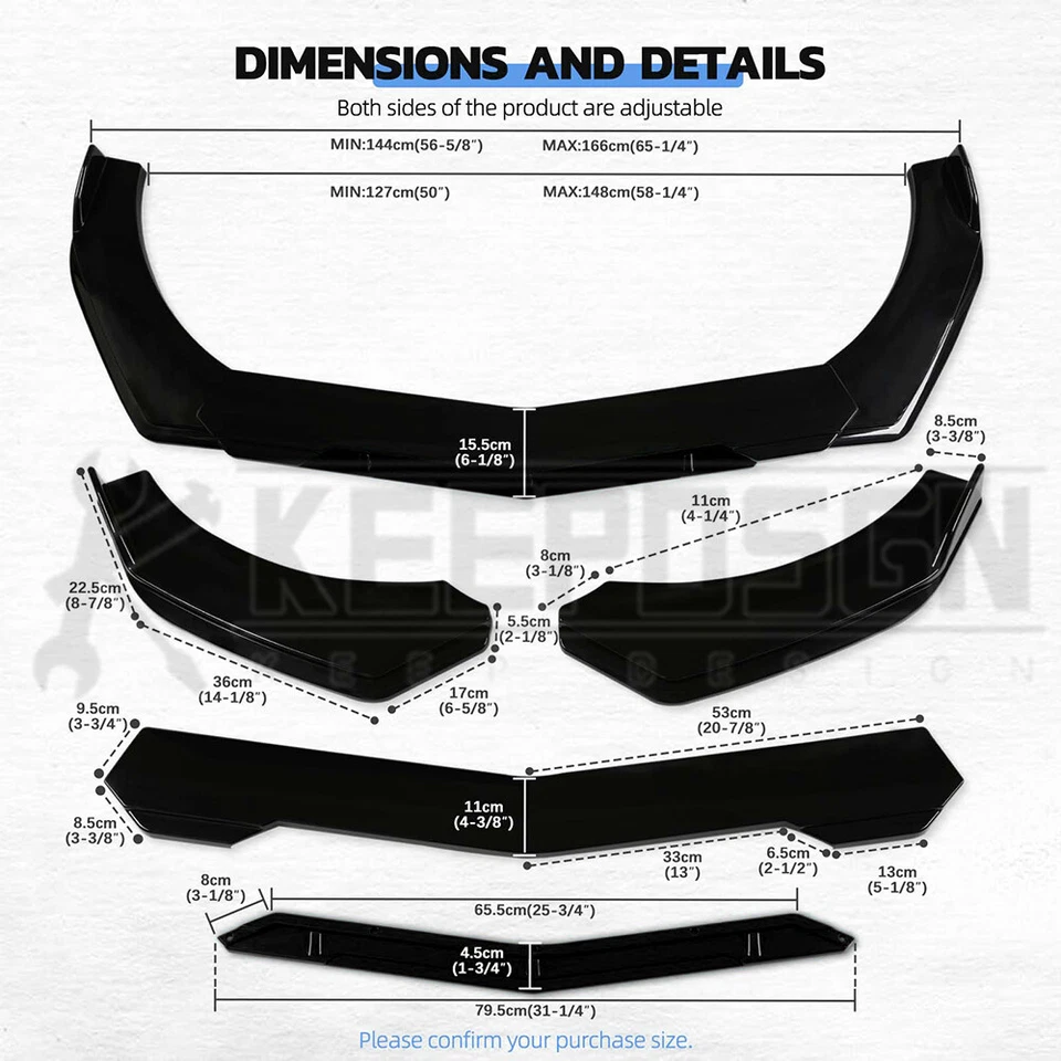 Kit de piezas de carrocería de alerón divisor de labios parachoques delantero brillante BK para Lamborghini Urus Foto 2 de 4