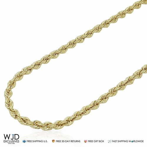 10K Yellow Gold 4mm Rope Chain Necklace 