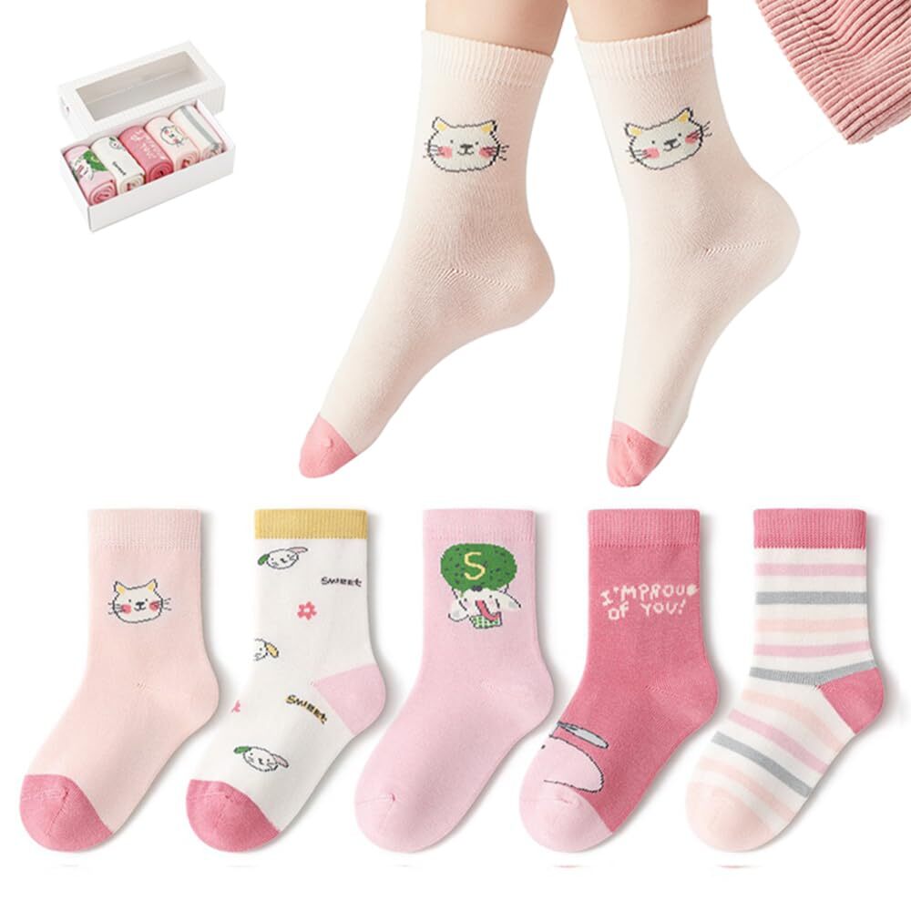 Girls Crew Socks Cotton Colorful Sports Casual Daily Fun Cute Animal Pupil St...-image