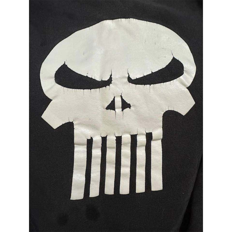 Sudadera con Capucha Gráfica Vintage Marvel The Punisher Negra/Blanca Unisex M Foto 2 de 4