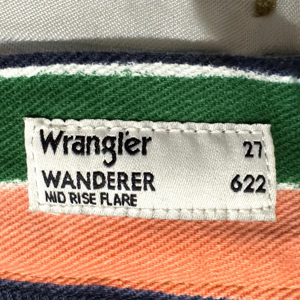 Wrangler Wanderer 622 牛仔裤女式 27 多条纹中腰喇叭弹力全新带标签 — 第 4/4 张图片