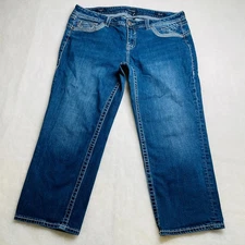 Vigoss Womens Denim Blue Mid Rise Five Pocket The Dublin Capri Jeans Size 18