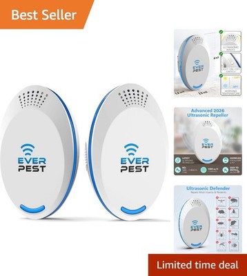 Plug-in Ultrasonic Pest Control 2-Pack - Effective Against Fleas, Roaches & More