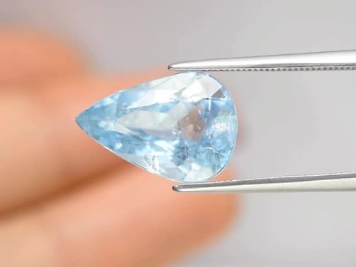 💎 4.99ct 14.2x9.7mm Pear Natural Blue Aquamarine - Unheated, Africa Gemstone - Video 1 of 1