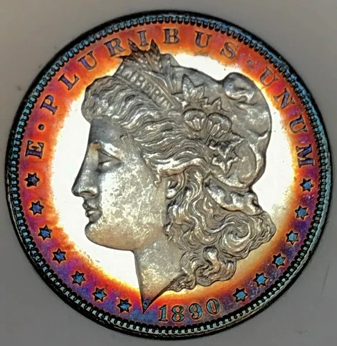 1890 CC MORGAN DOLLAR! ULTRA BULLSEYE RAINBOW DMPL! MOST EPIC GEMBU+++ NR #64647