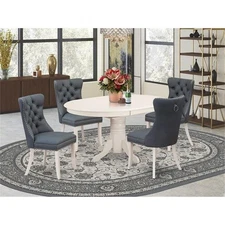 East West Furniture 5-Piece Dinette Set in Linen White/Platinum Gray