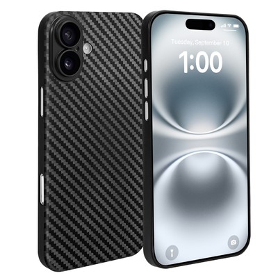 Ultra Slim Case für iPhone 16 6,1'' Matt Schutz Hülle Cover Schwarz Carbon Look