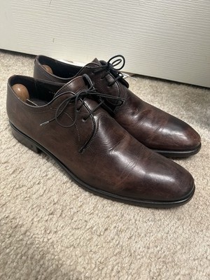 John Varvatos Men's Lace Up Shoes Brown Leather Size 10.5 Made In Italy GUC