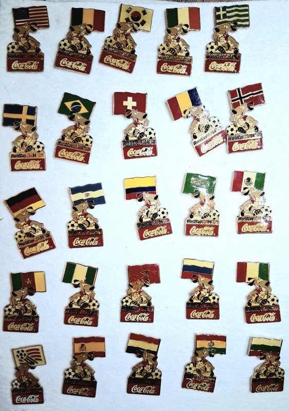 25 “World Cup USA94”~”Coca-Cola” Pins~24Countries, 1 USA Host Country Pin
