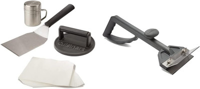 CSBK-400, Smashed Burger Kit, Cast Iron & CCB-500 Griddle Scraper, Six-Inch Wide