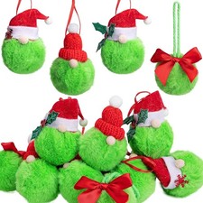 Deloky 12 Pcs Lime Green Furry Christmas Ball Ornaments, Green Fluffy Ball Hangi
