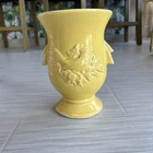 Mc Coy Vase 8.5” X 6” Yellow With A Bird On A Branch. Excellent Condition