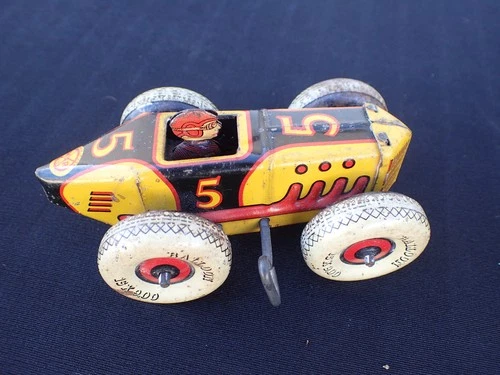1930's Marx Tin Litho Wind Up No. 5 Racer Race Works MUST SEE!!