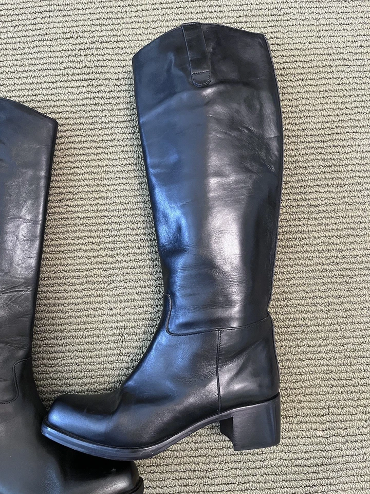 Botas Joan & David negras hasta la rodilla de cuero para mujer 7,5 Foto 4 de 4