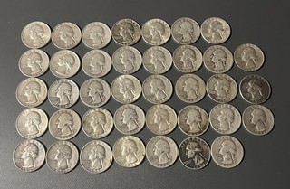Lot of 38 Silver Washington Quarters 1964 and Before