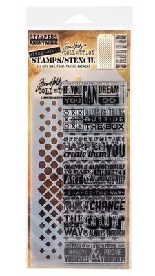 Tim Holtz Collection Stampers Anonymous Stencils Sayings Quotes Mixed Media