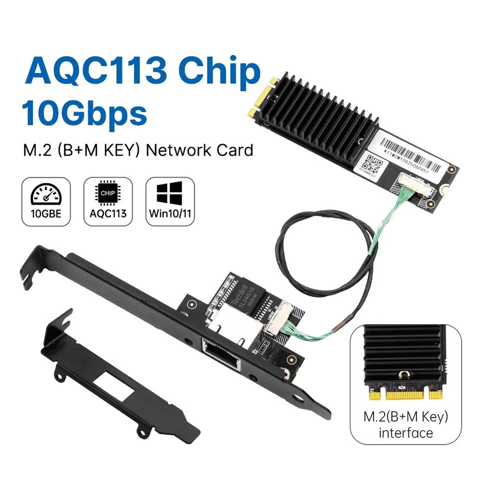 AQC113 M.2 B+M 10GbE Network Card to RJ45 Ethernet Network Adapter for DesktopRd - Image 4 of 4