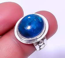 Neon Blue Apatite - Bahia Mines 925 Sterling Silver Handmade Ring 7 R-38 A381