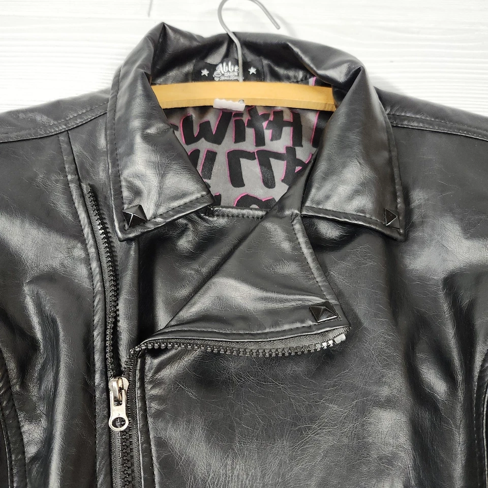 Vintage Abbey Dawn By Avril Lavigne Black Poly Leather Moto Punk Vest Juniors XL - Image 4 of 4