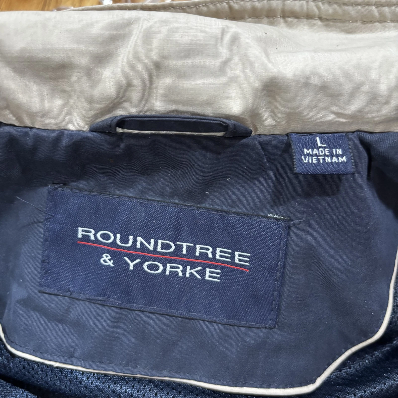 Roundtree & Yorke Mens Size L Navy Blue Hooded Full Zip Jacket image 4